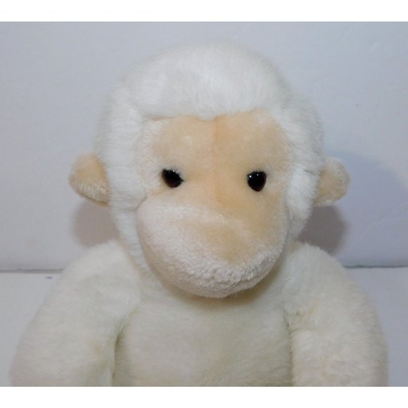 Vintage 1988 Kinder Gund 11" Plush White Rattle Monkey Chimp Stuffed Lovey - Picture 5 of 8
